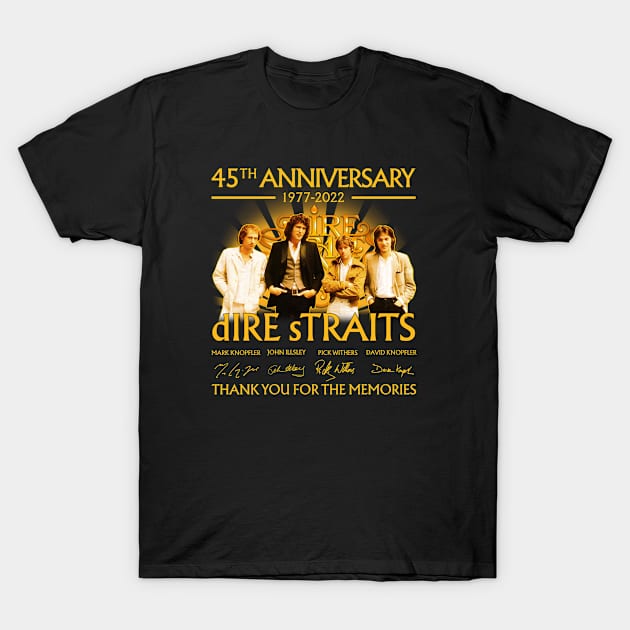 45th Anniversary 1977 2022 Dire Straits Signature T-Shirt by BanyakMau